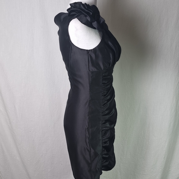 VTG Jessica McClintock for Gunne Sax Black Mini Cocktail Dress Sz 5 One Shoulder - Picture 5 of 14